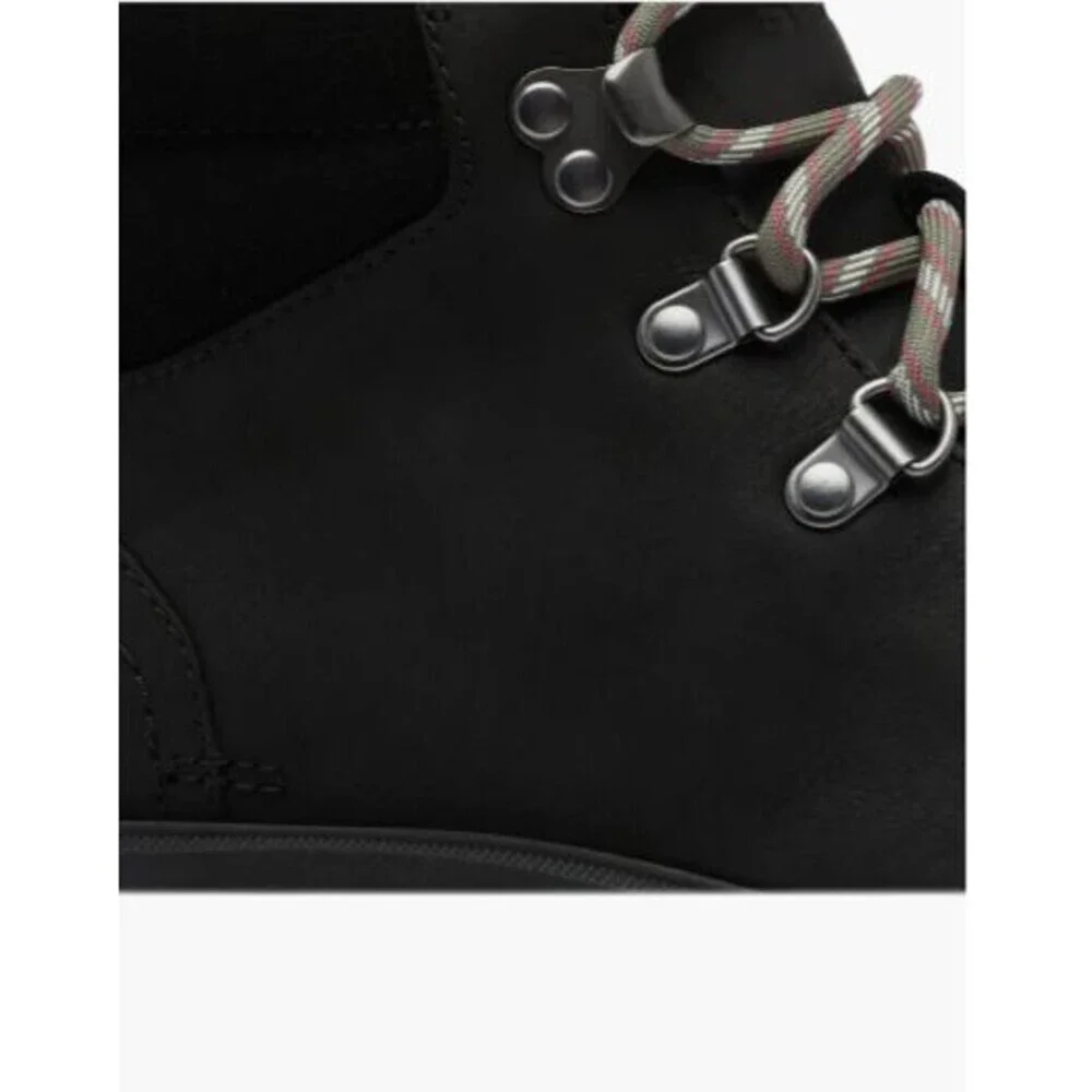SOREL Womens 6 Leather Suede Hi-Line Combat Boots in Black/Jet Waterproof NIB